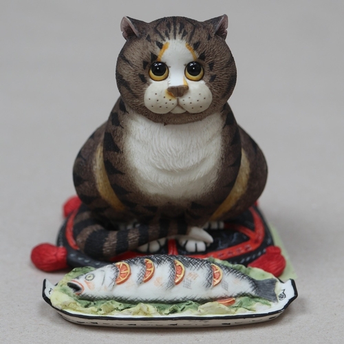 642 - Linda Jane Smith L/E print 150/600 - The Back Room together with a ceramic cat from the same collect... 