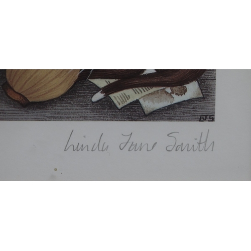 642 - Linda Jane Smith L/E print 150/600 - The Back Room together with a ceramic cat from the same collect... 