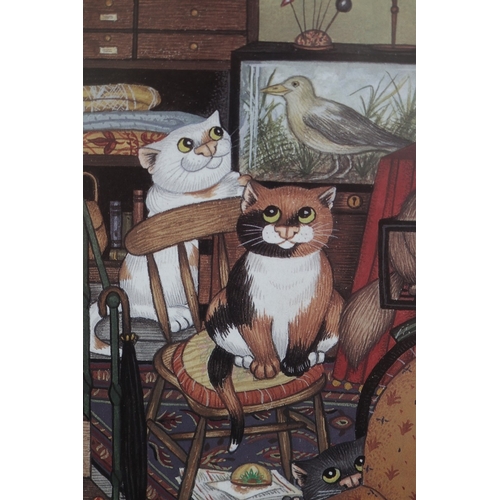 642 - Linda Jane Smith L/E print 150/600 - The Back Room together with a ceramic cat from the same collect... 