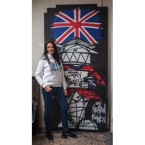 643 - Large piece of street art on chipboard by Nathan Bowen - Approx 122cm x 244cm (5ft x 8ft)