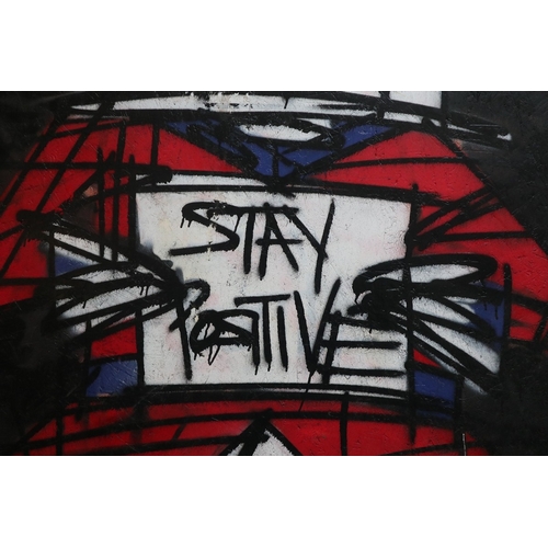 643 - Large piece of street art on chipboard by Nathan Bowen - Approx 122cm x 244cm (5ft x 8ft)