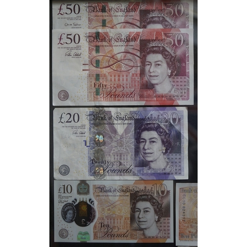 Collection of framed English bank notes to include £450 of mostly legal ...