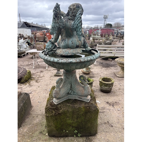 Antique French Bronze Cherub Fountain – Winged cherub holding shell ...