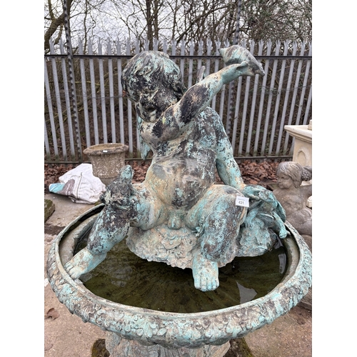 Antique French Bronze Cherub Fountain – Winged cherub holding shell ...