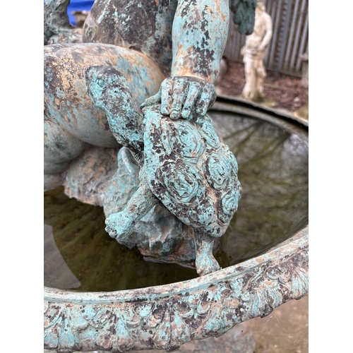 Antique French Bronze Cherub Fountain – Winged cherub holding shell ...