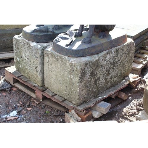 Pair of Cut Stone Plinth Blocks – Very heavy stone blocks. Approx ...