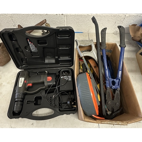 12 - Collection of hand tools to include combi drill