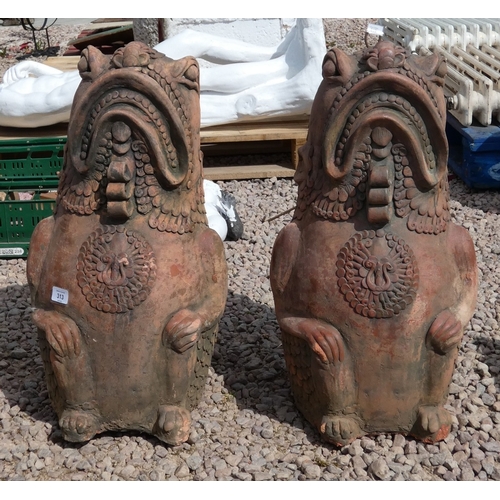 313 - Pair of terracotta oriental fish - Approx H: 61cm