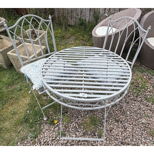 50 - Metal folding bistro set table and two chairs&nbsp;