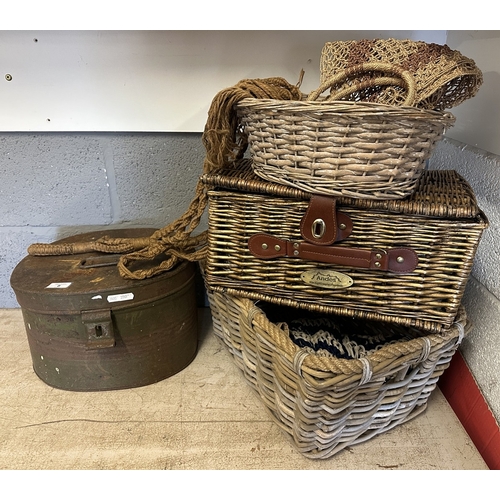 8 - Collection of baskets together with hat box etc