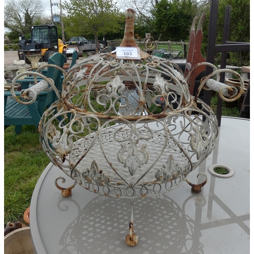 103 - Metal garden ornament together with metal plant stands