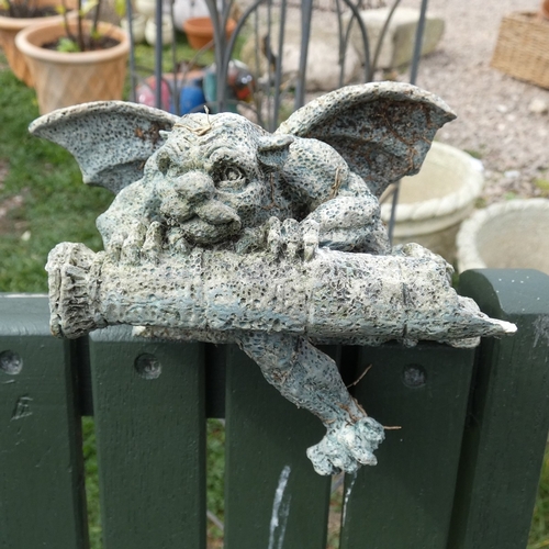 108 - Small stone wizard together with small gargoyle bracket
