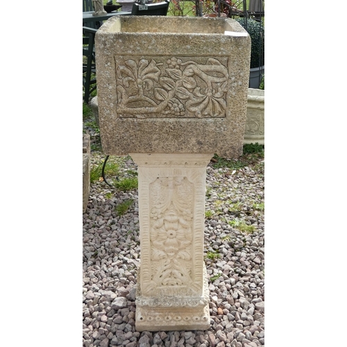 117 - Square planter on plinth - Approx H: 84cm