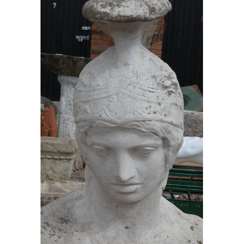 312 - Bust of warrior on Plinth - Approx H: 75cm
