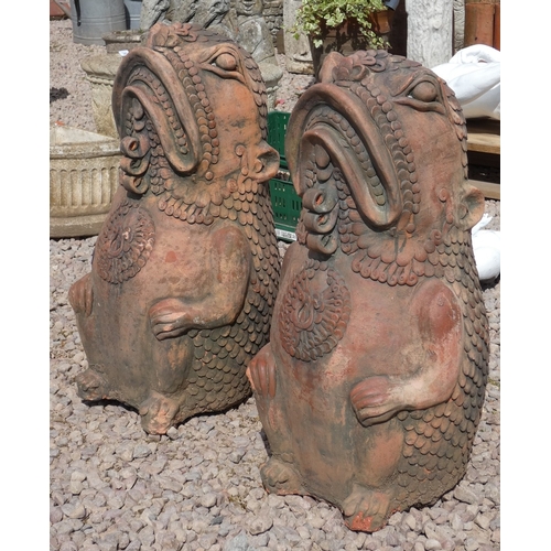 313 - Pair of terracotta oriental fish - Approx H: 61cm
