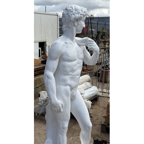 314 - Statue of David on Plinth &ndash; Reconstituted stone David on plinth. Approx. 1.75m tall.
