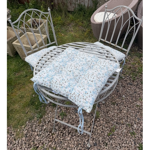 50 - Metal folding bistro set table and two chairs&nbsp;