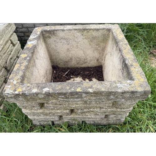 54 - Two square planters together with a trough