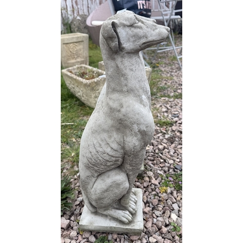 60 - Pair of stone greyhound statues - Approx H: 54cm