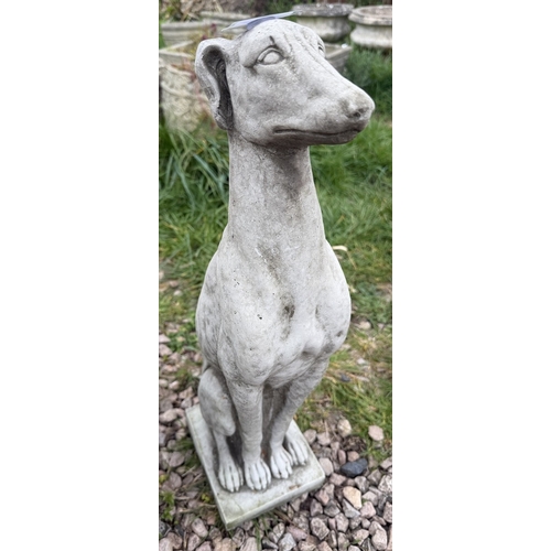 60 - Pair of stone greyhound statues - Approx H: 54cm