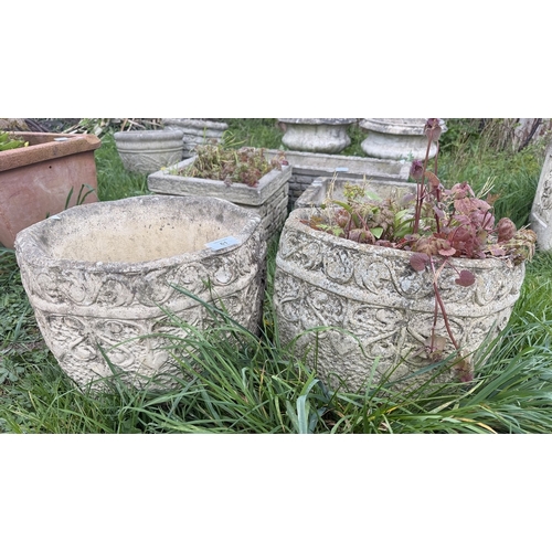 61 - Pair of stone planters