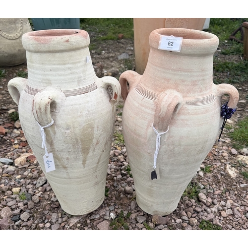 62 - Pair Greek terracotta urns - Approx H: 50cm