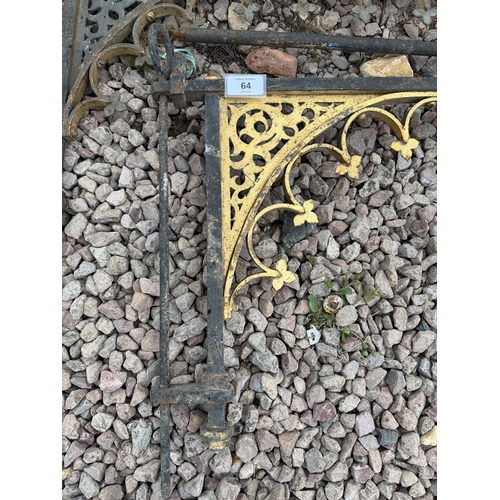 64 - Pair of cast iron and guilt brackets