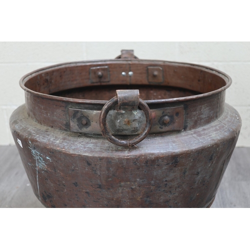 65 - Very large antique copper pot on stand - Diameter: 70cm H: 62cm