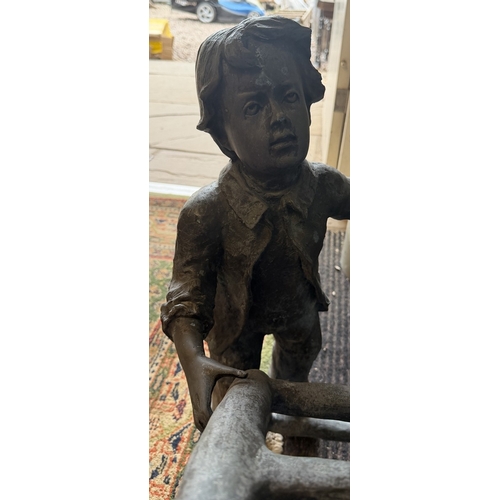 67 - Bronze - A large cast garden sculpture of children playing on a climbing frame - Approx L: 120cm H: ... 