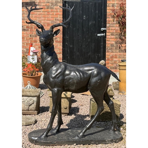 387 - Cast Iron Stag &ndash; Very heavy stag figure. Approx. 1.6m tall; 1.2m long.