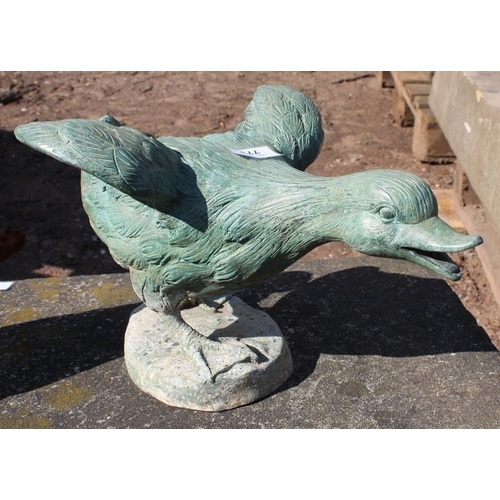 389 - Bronze Duck in Flight &ndash; Quality bronze duck. Approx. 420mm x 250mm.