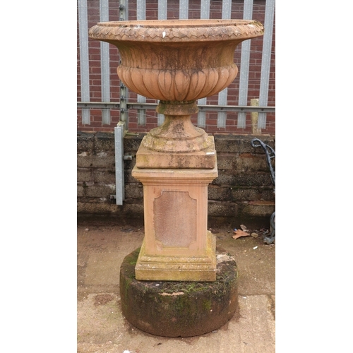 407 - Vintage elaborate well weathered very detailed terracotta&nbsp;coloured reconstituted stone campagna... 