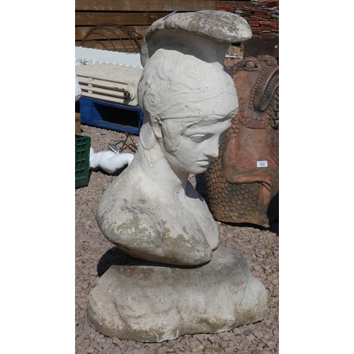 312 - Bust of warrior on Plinth - Approx H: 75cm