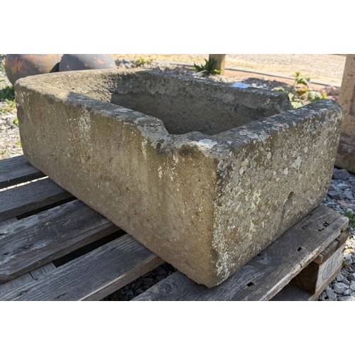 406 - Stone trough - Approx L: 76cm W: 44cm H: 22cm