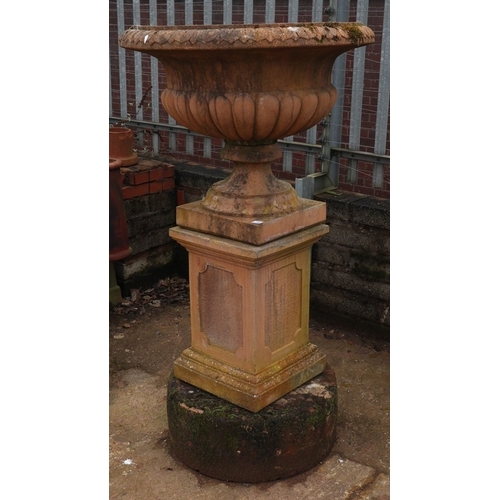 407 - Vintage elaborate well weathered very detailed terracotta&nbsp;coloured reconstituted stone campagna... 