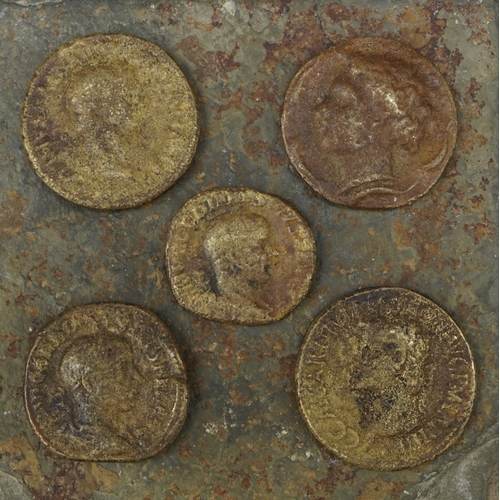 Five large Roman coins