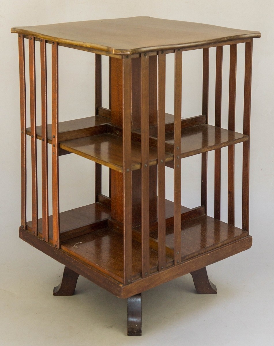 Liberty & Co mahogany revolving bookcase with swept bracket feet ...