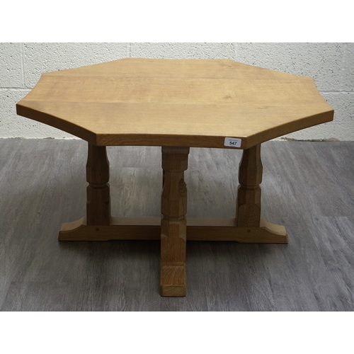 547 - Robert &lsquo;Mouseman&rsquo; Thompson octagonal coffee table - Approx Diameter: 90cm H: 48cm