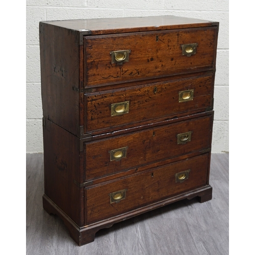 552 - Late 18th century campaign secretaire chest - Approx W: 75cm D: 35cm H: 89cm
