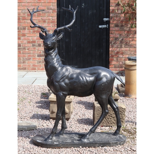 597 - Very heavy cast iron stag figure. Approx H: 160cm L: 120cm
