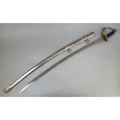 Continental style Cavalry Sabre, 3 bar brass knuckle guard, brass ...