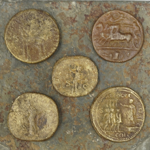 Five large Roman coins