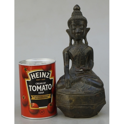 260 - Bronze seated Buddha Angkor civilization, Cambodia circa 15thC - Approx H:23cm