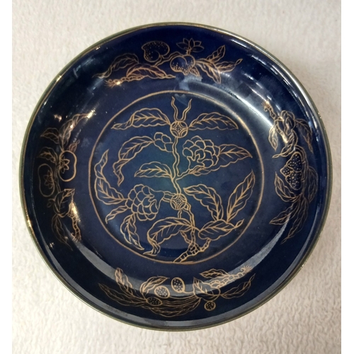 262 - Antique Chinese plate together with Chinese blue gilt with pomegranates plate with Chenguy mark