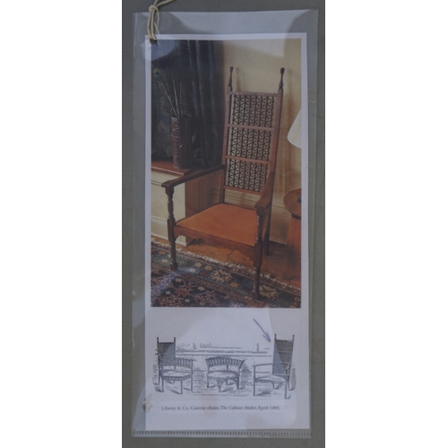 392 - Liberty & Co caivene walnut & mashriba panel back armchair. Illutrated in the Cabinet Maker,... 