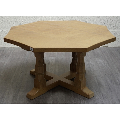 547 - Robert ‘Mouseman’ Thompson octagonal coffee table - Approx Diameter: 90cm H: 48cm
