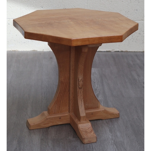 548 - Robert ‘Mouseman’ Thompson octagonal side table - Approx Diameter: 54cm H: 48cm