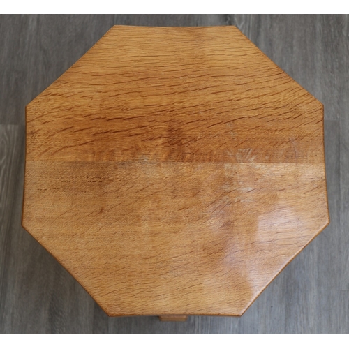 548 - Robert ‘Mouseman’ Thompson octagonal side table - Approx Diameter: 54cm H: 48cm