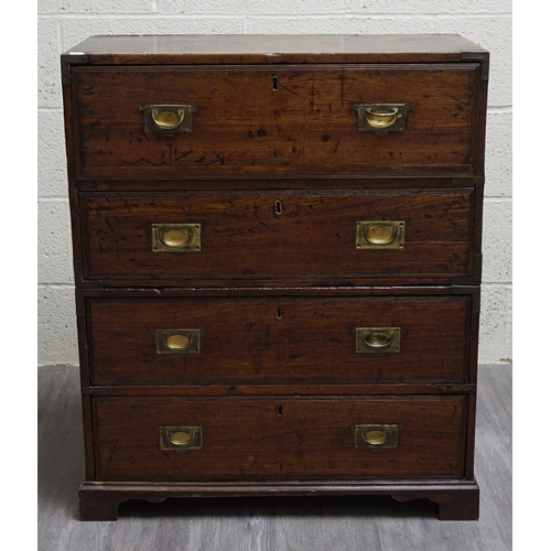 552 - Late 18th century campaign secretaire chest - Approx W: 75cm D: 35cm H: 89cm