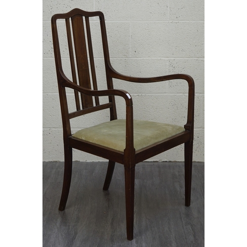 553 - Mahogany Edwardian cylinder writing desk together with an inlaid mahogany elbow chair - Approx W:84 ... 